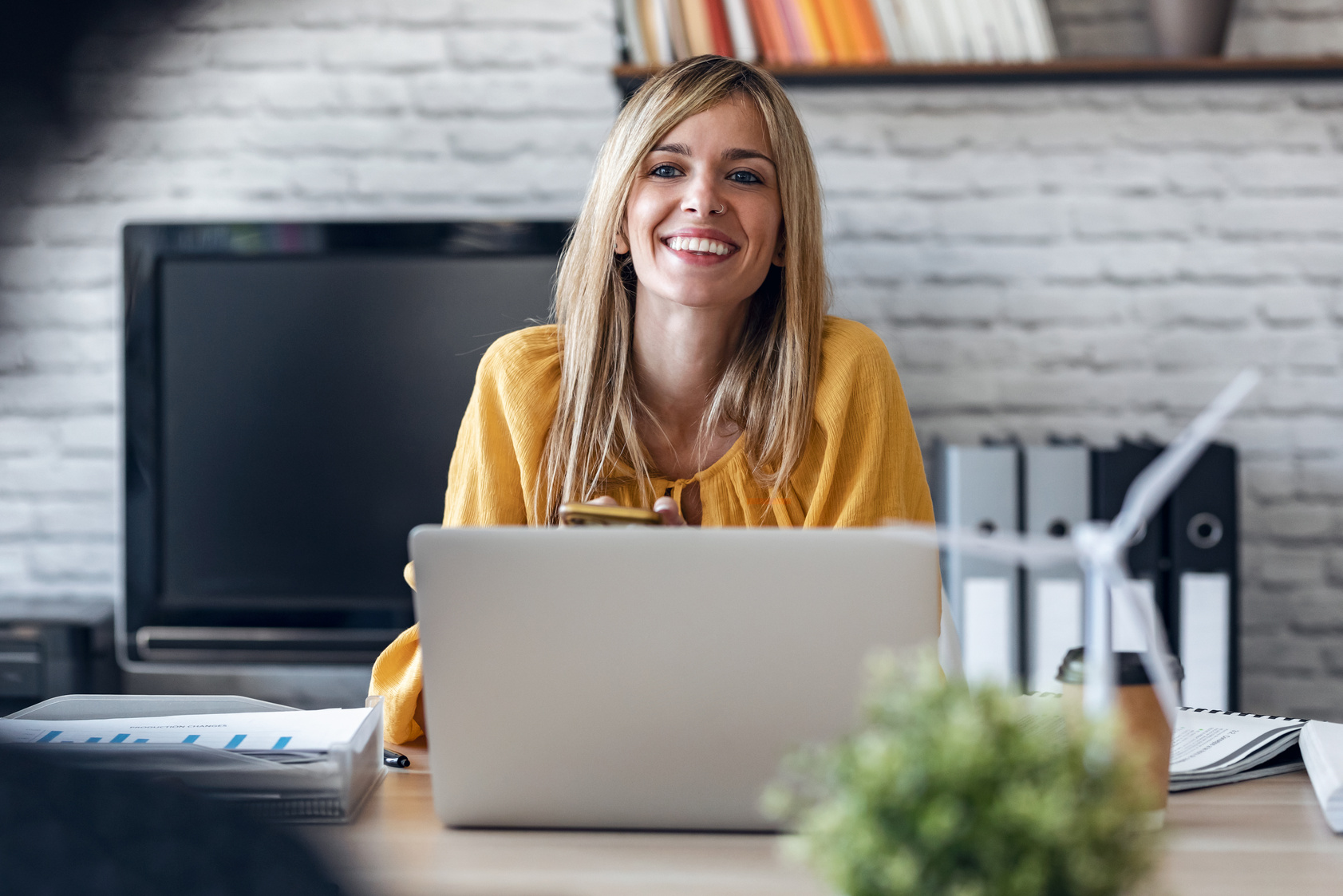 Smart Business Women Working Together with Laptop While Talking